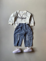 STIM173-03 Unisex Full Sleeve Oversized T Shirt with Attatched Chain and Pant Set