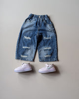 JNS124-01 Unisex Distressed Super Baggy Jeans