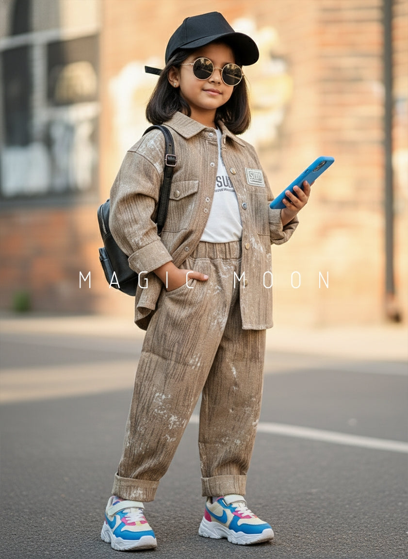 Unisex Full Sleeve Oversized Jacket, Inner T Shirt and Pant Set