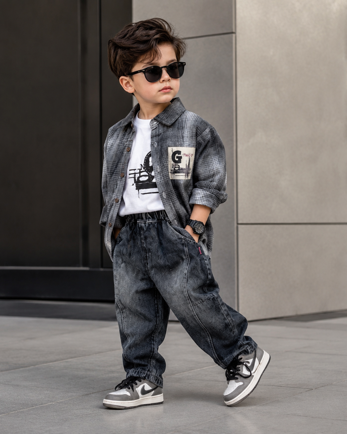 STIM109-01 Unisex Full Sleeve Oversized Shirt with Inner T Shirt and Pant Set