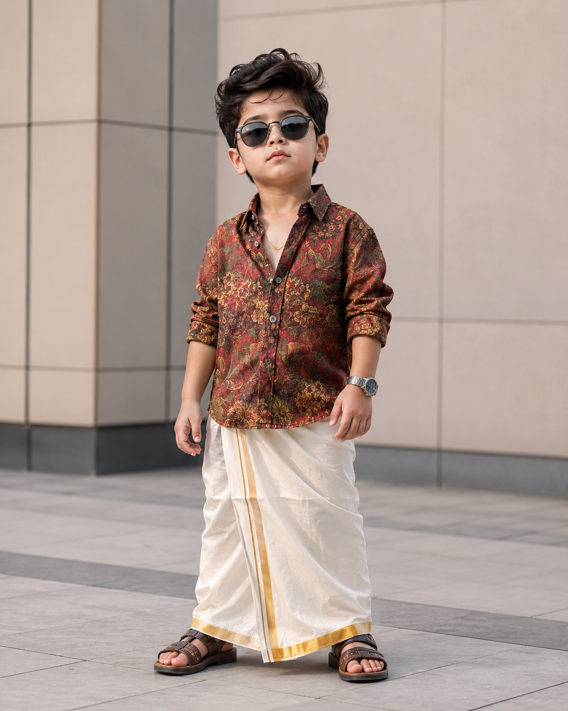 SHFS25 Boys Full Sleeve Oversized Floral Print Shirt
