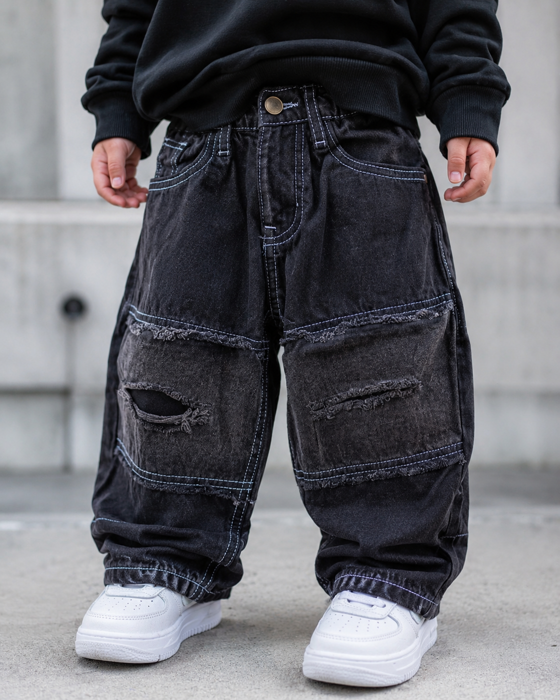 JNS111 Unisex Distressed Baggy Jeans