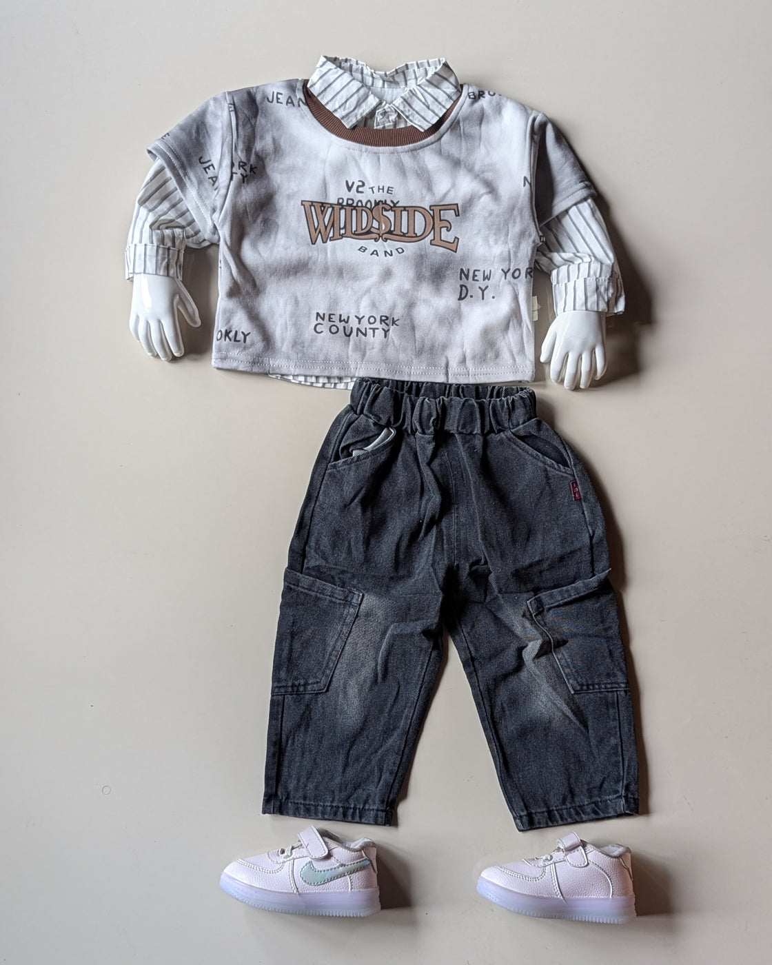 ST104 Unisex Full Sleeve Oversized Shirt with Vest and Pant Set