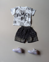 ST107 Unisex Half Sleeve Oversized T Shirt with Attached Chain and Shorts Set