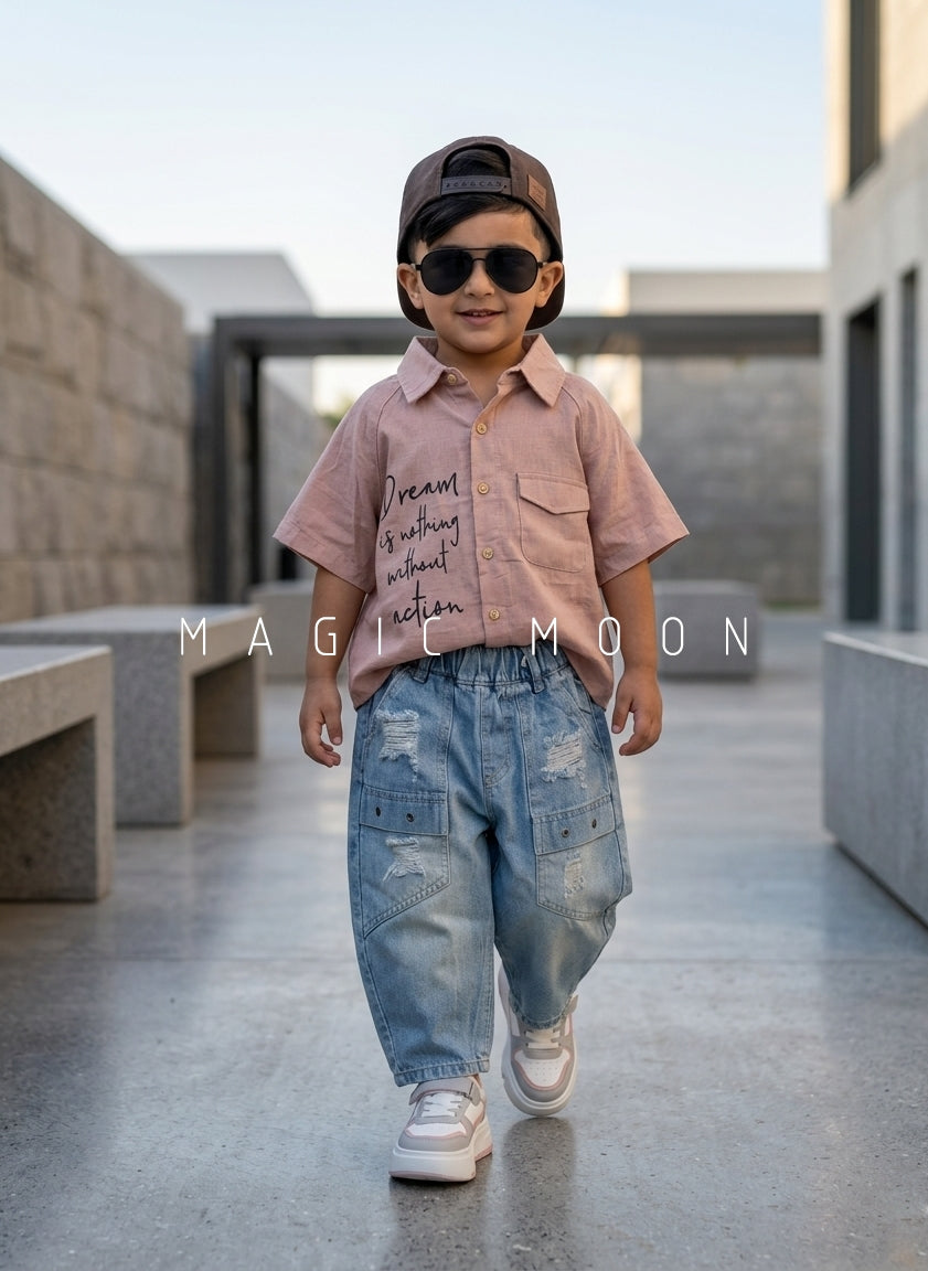 SHSS02 Boy's Half Sleeve Oversized Shirt