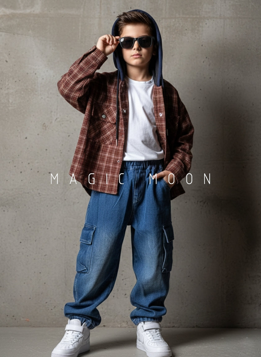 Unisex Full Sleeve Oversized Shirt Inner T Shirt and Pant Set