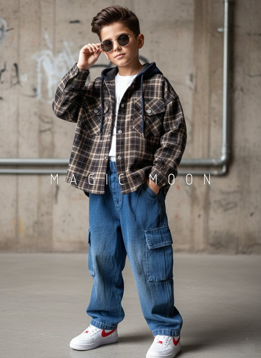 Unisex Full Sleeve Oversized Hooded Jacket Inner T Shirt and Pant