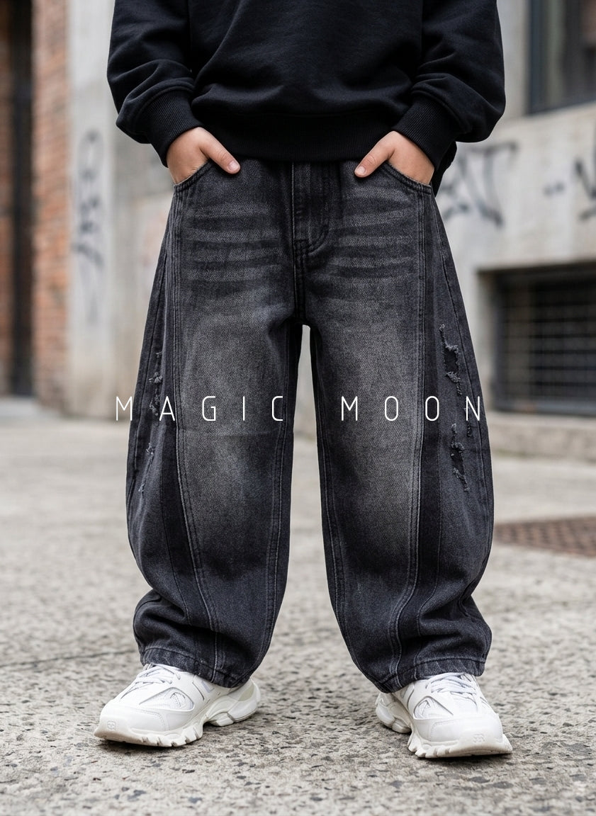 JN1001 Unisex Barrel Fit Baggy Jeans