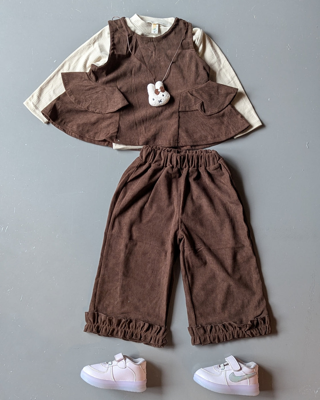 Full Sleeve Inner T Shirt, Vest and Wide Leg Pant Set