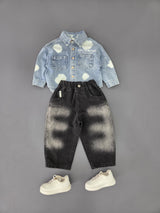 STIM163 Boys Full Sleeve Oversized Denim Shirt with Baggy Jeans