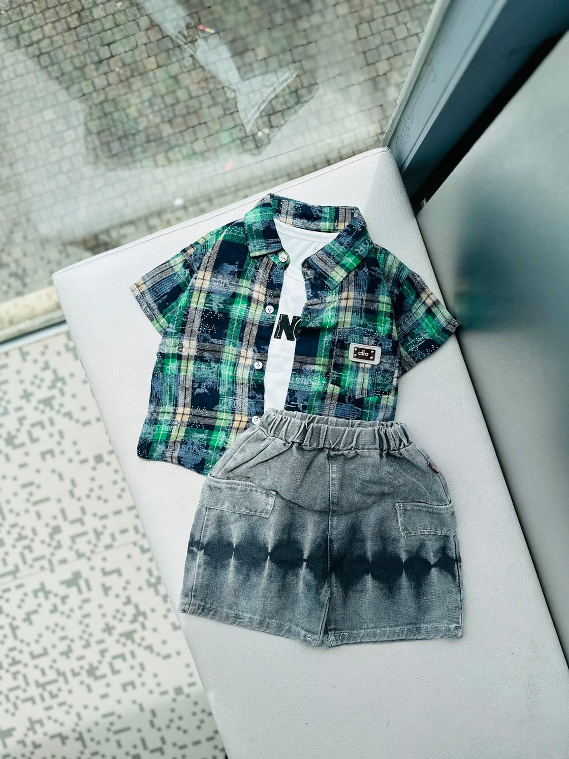 Unisex Half Sleeve Oversized Shirt with Inner T Shirt and Shorts Set
