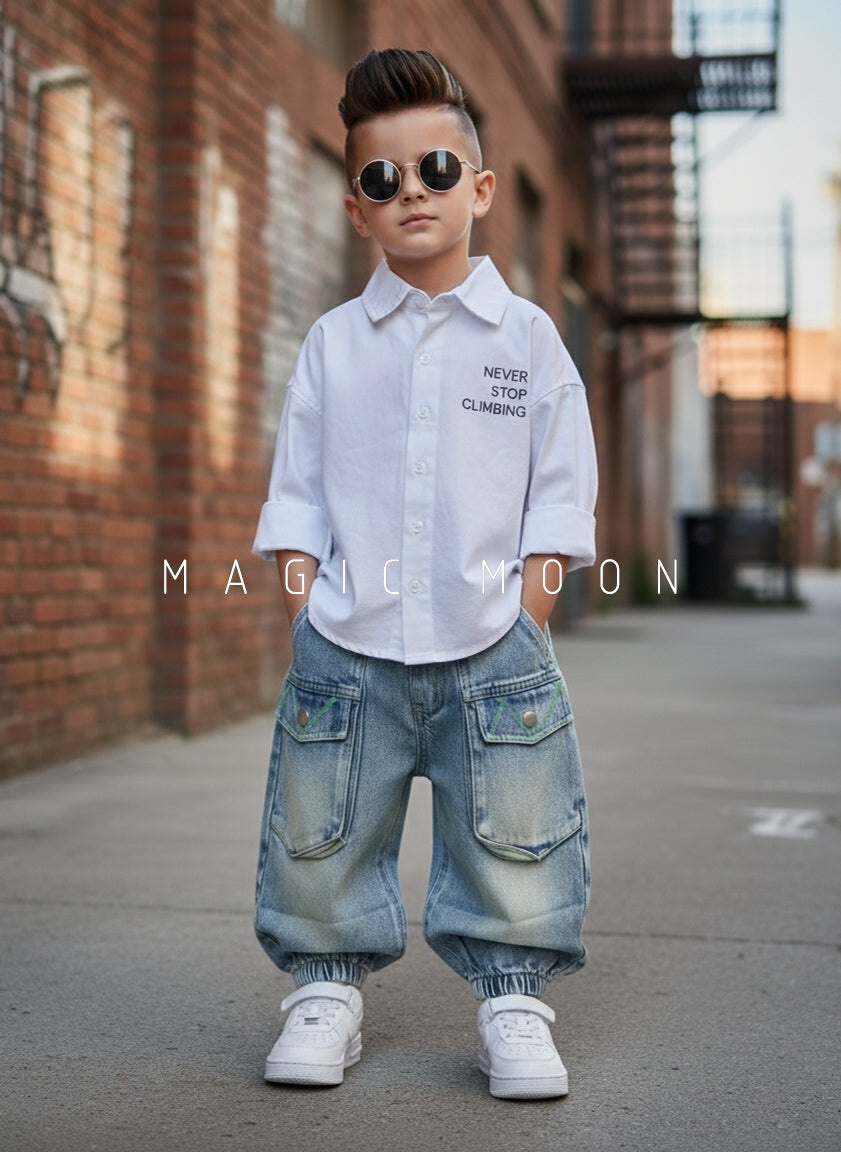 Boy's Full Sleeve Oversized Shirt