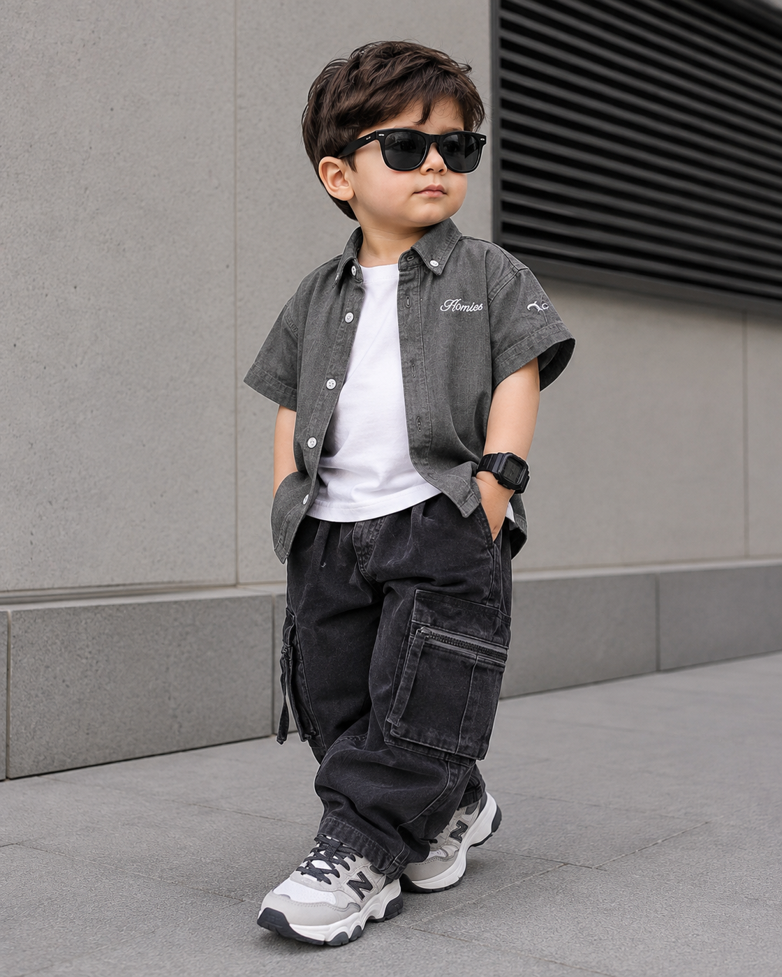 SHDCB01-002 Boy's Half Sleeve Oversized Shirt