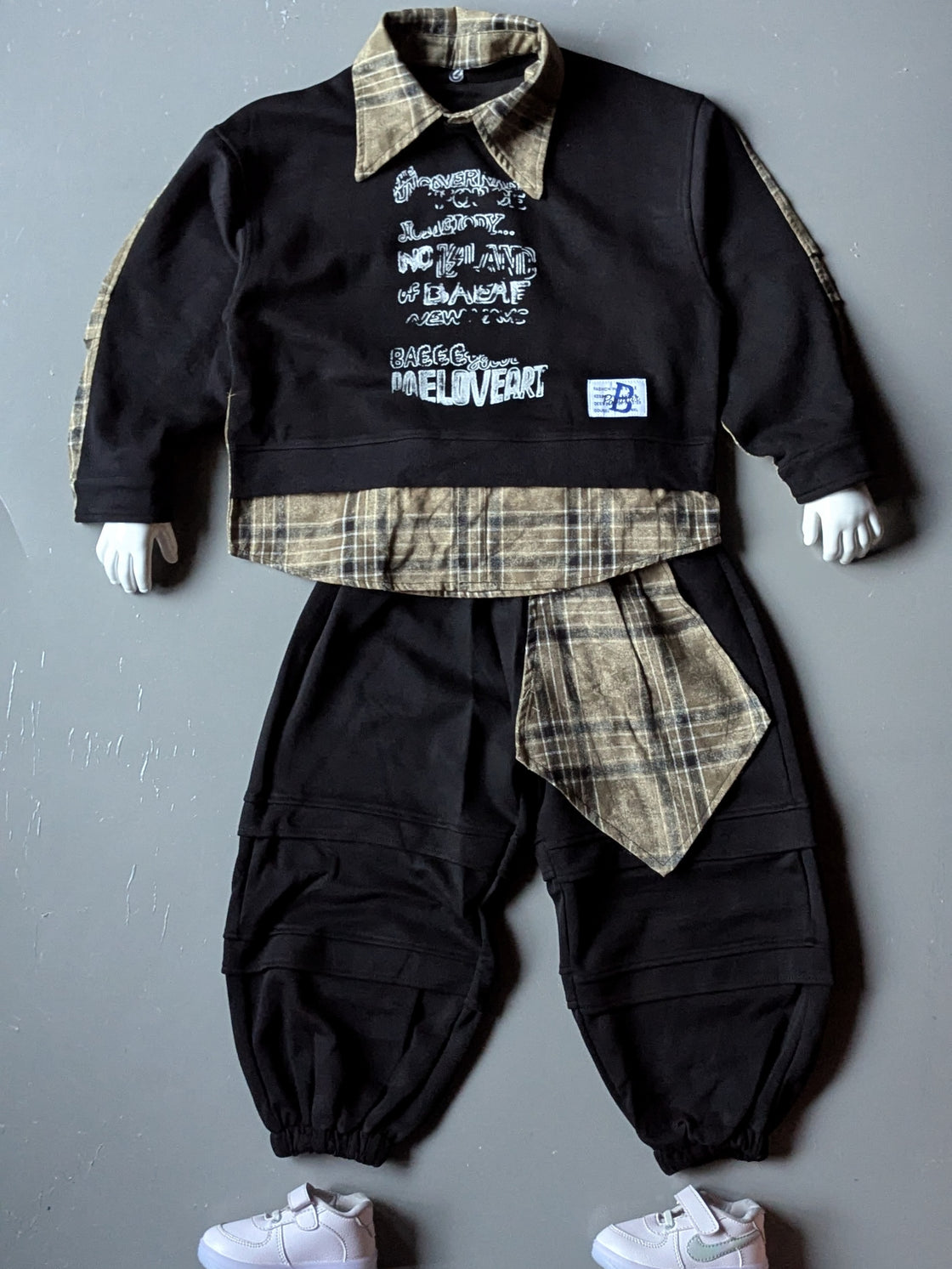 Unisex Full Sleeve Oversized Layered Look T Shirt with Baggy Pant Set