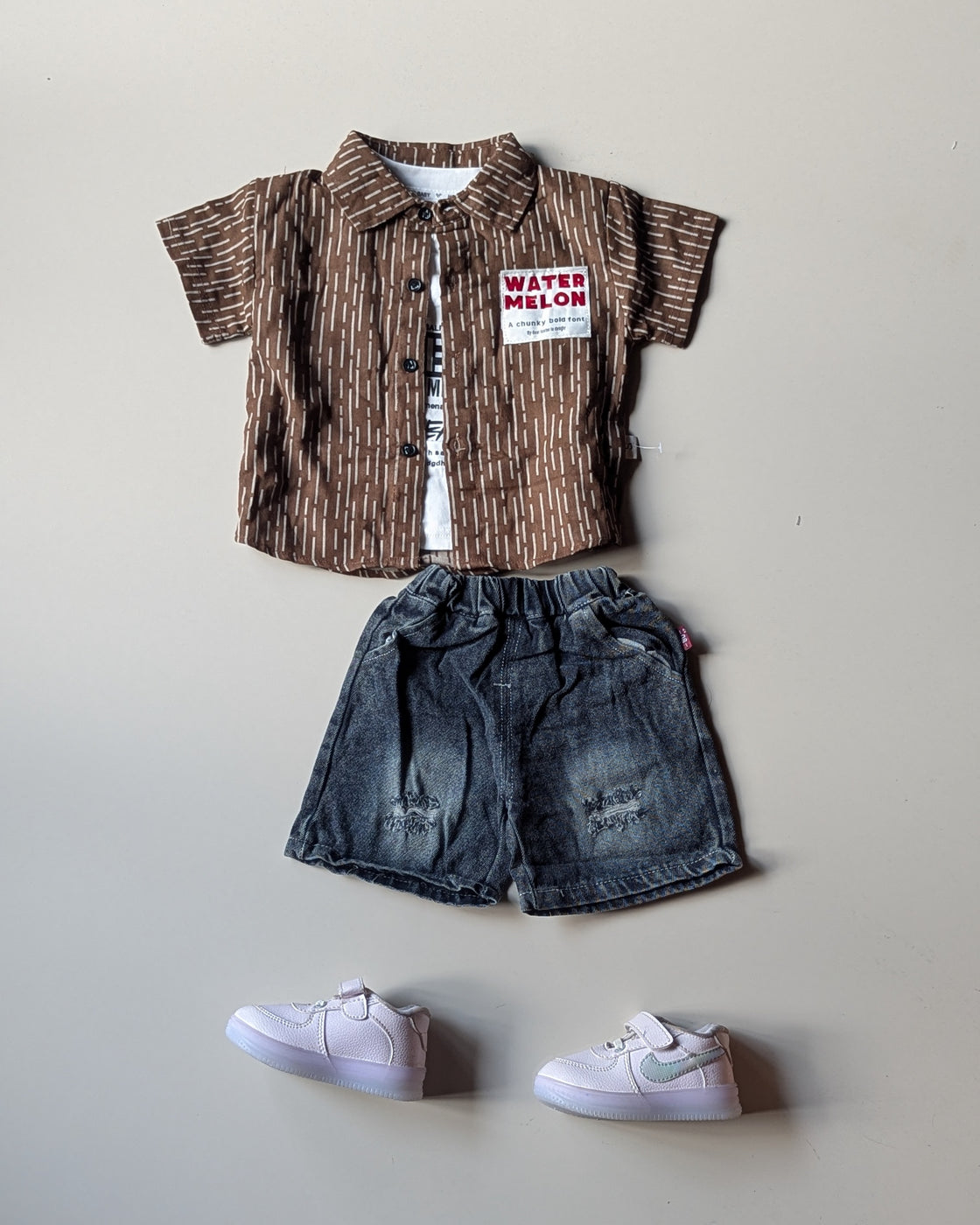 ST105 Unisex Half Sleeve Oversized Shirt with Inner T Shirt and Shorts Set