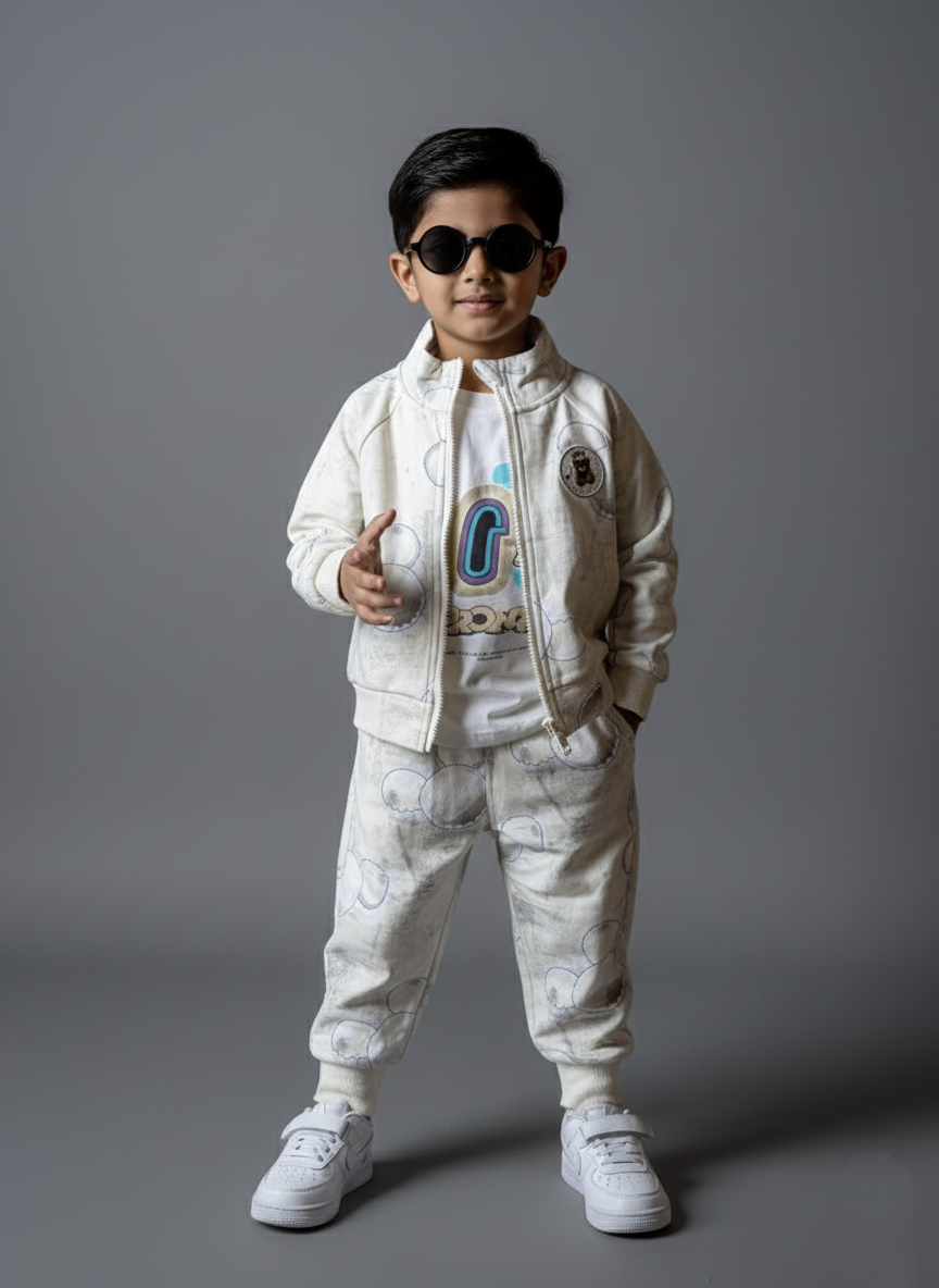Unisex Full Sleeve Jacket, Inner T Shirt with Pant Set