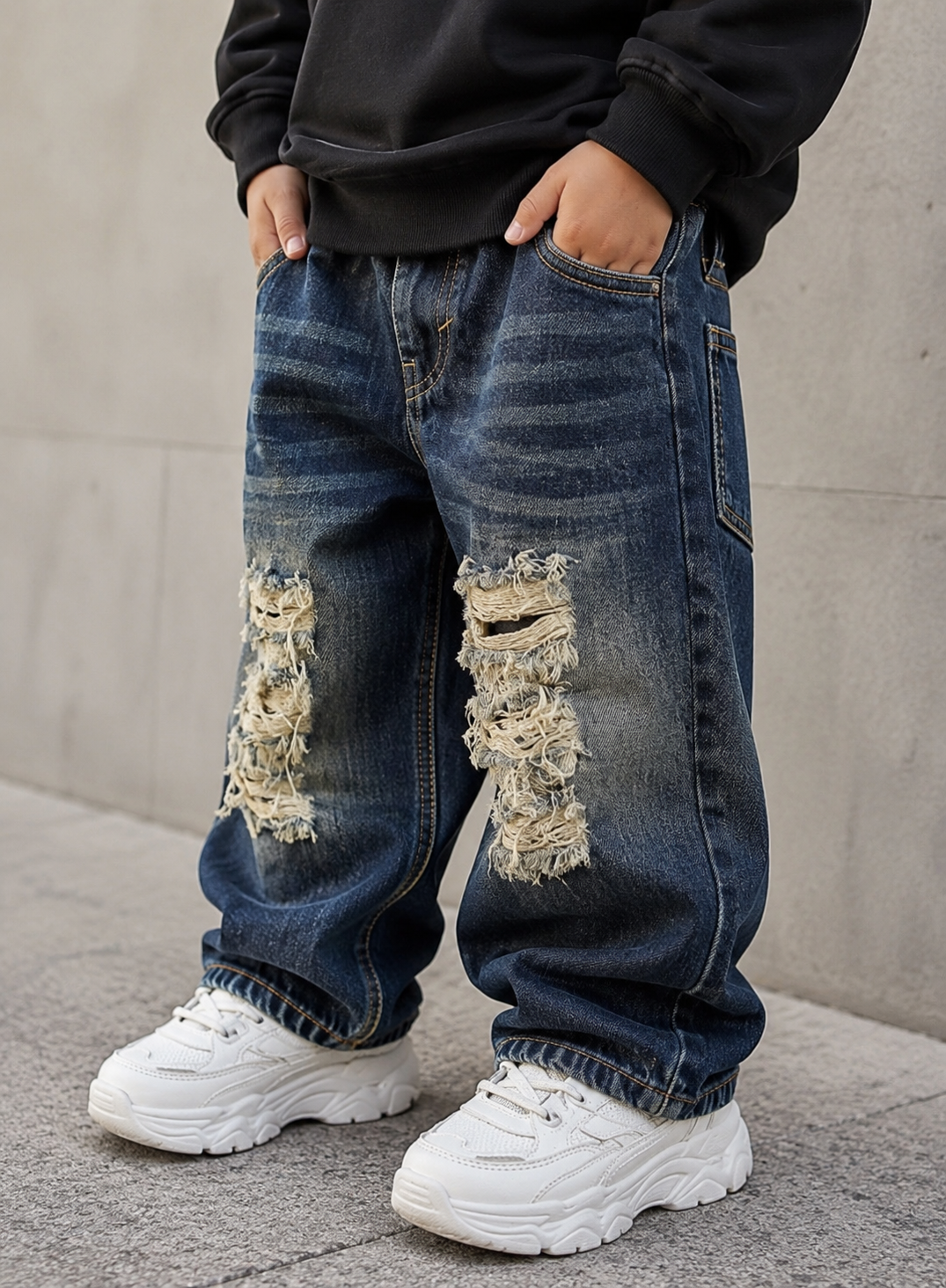 JNS107 Unisex Distressed Baggy Jeans