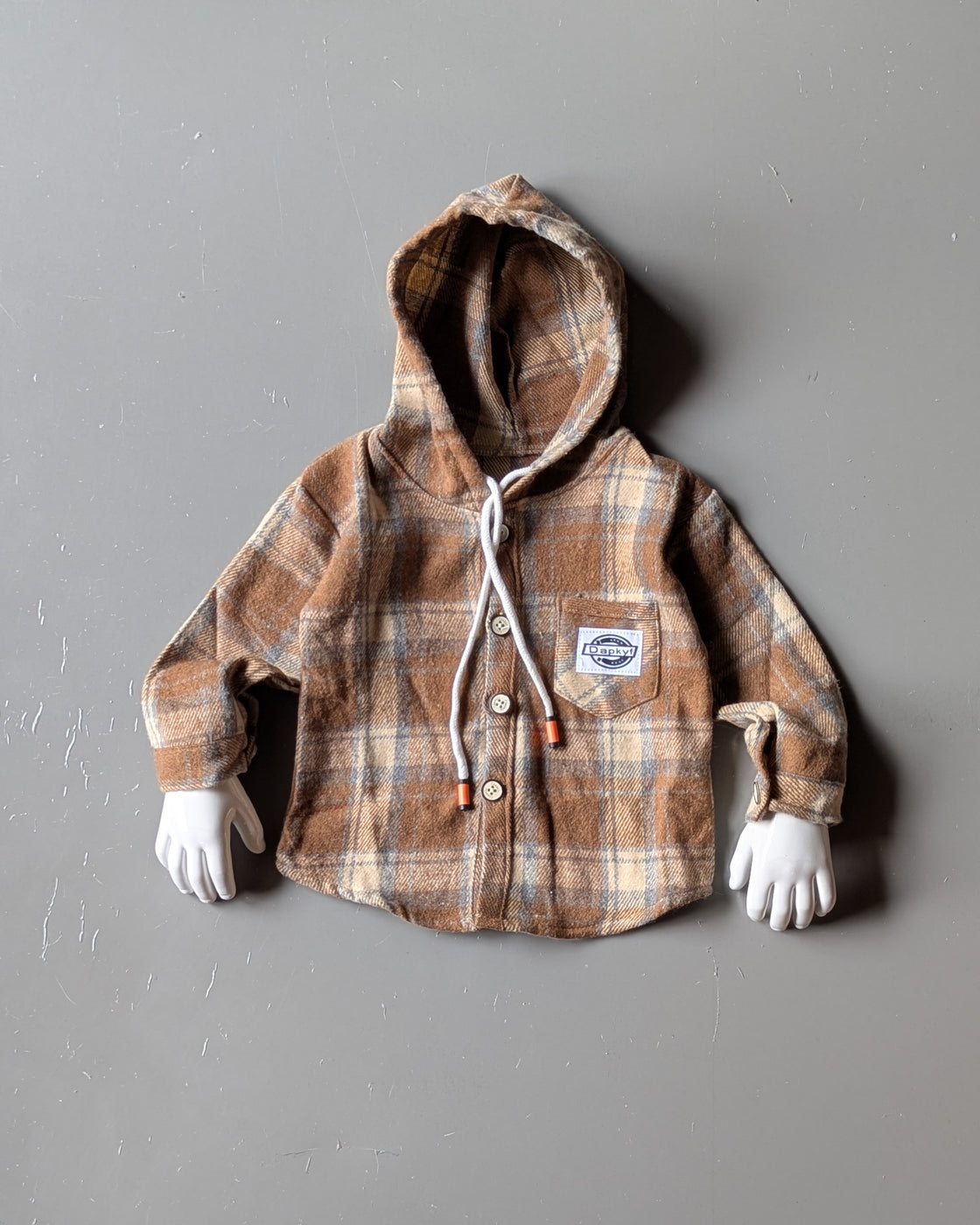 Unisex Check Hooded Shirt