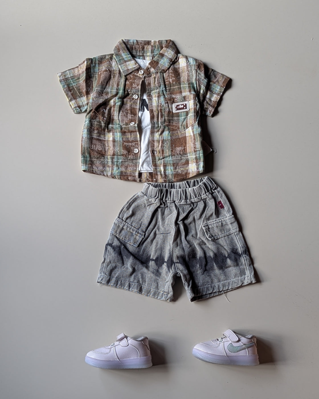 ST105 Unisex Half Sleeve Oversized Shirt with Inner T Shirt and Shorts Set