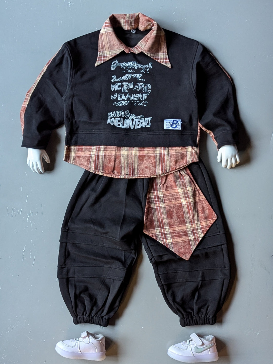 Unisex Full Sleeve Oversized Layered Look T Shirt with Baggy Pant Set