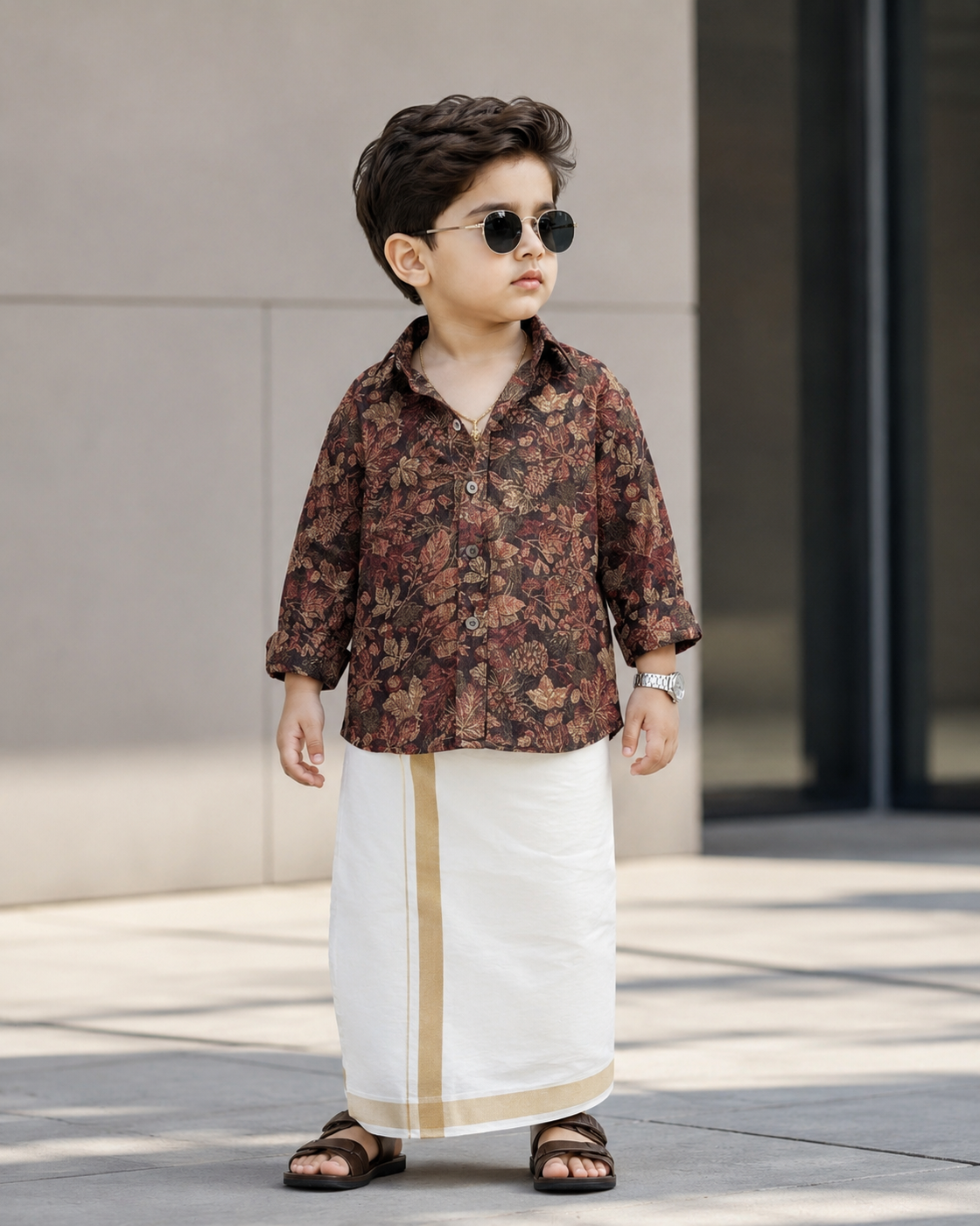SHFS25 Boys Full Sleeve Oversized Floral Print Shirt