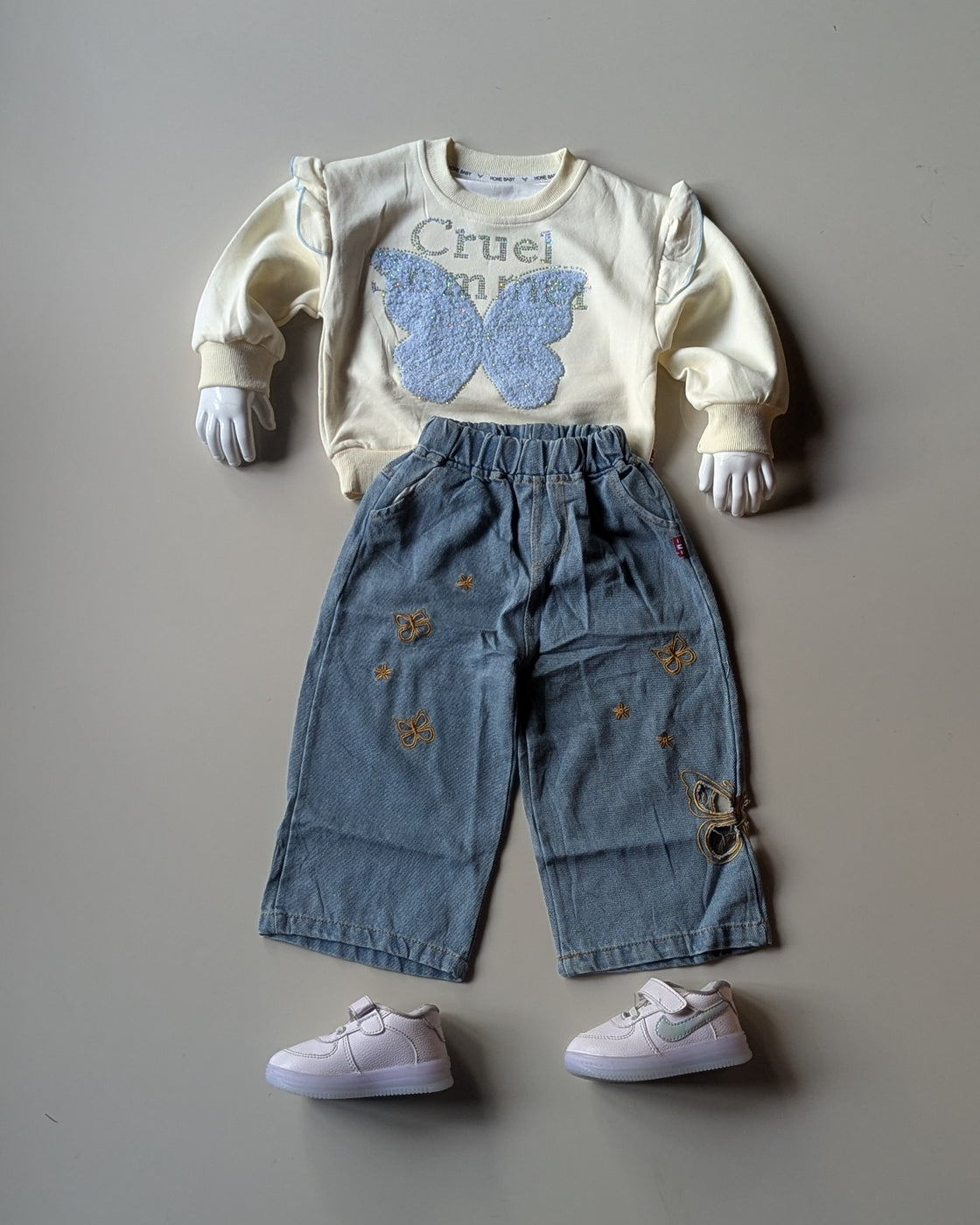 GST05C1-03 Girls Full Sleeve Oversized T Shirt and Wide Leg Pant Set