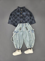 STIM158 Boys Full Sleeve Oversized Shirt with Jogger Jeans