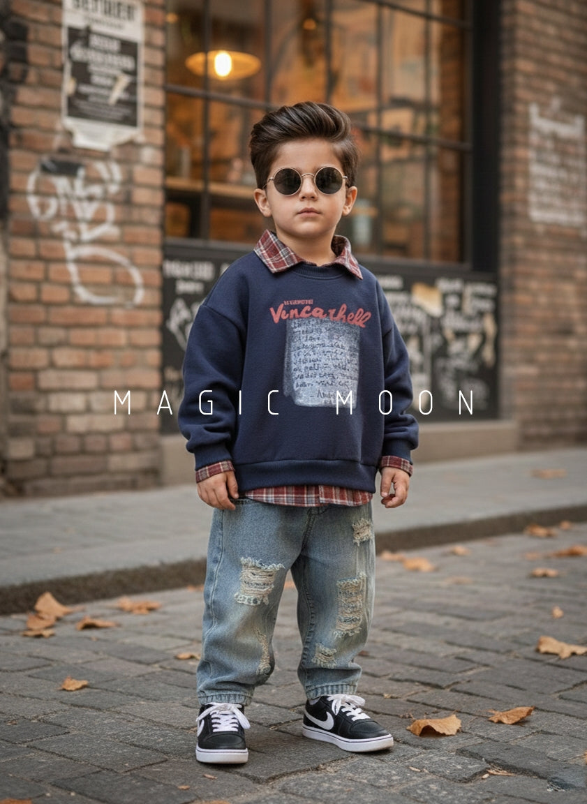 Unisex Full Sleeve Oversized Layered Look Polo T Shirt