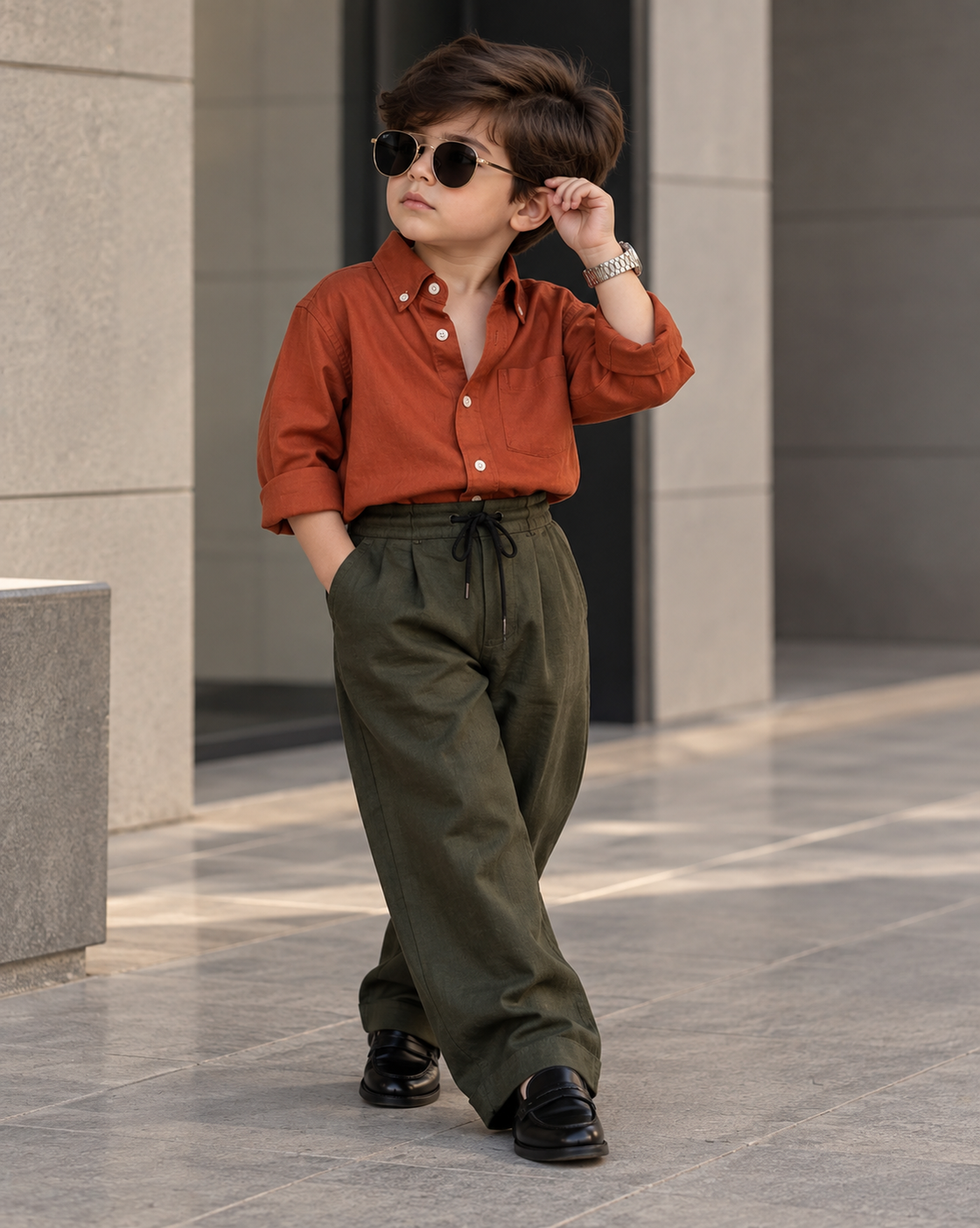 SHDMW01-03 Boys Full Sleeve Oversized Solid Colour Shirt