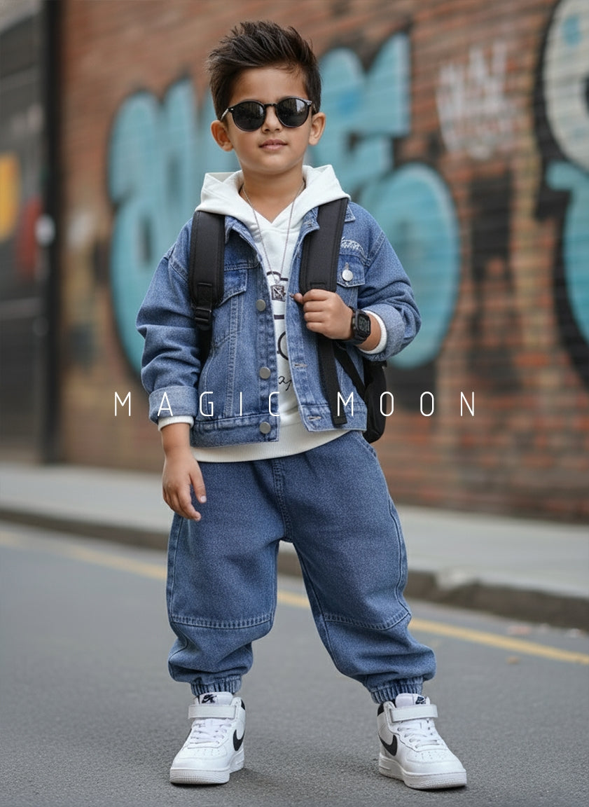 Unisex Denim jacket, Inner T Shirt and Pant Set