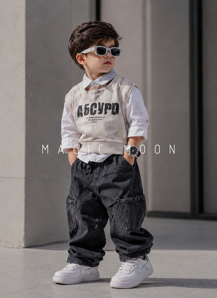 ST104 Unisex Full Sleeve Oversized Shirt with Vest and Pant Set