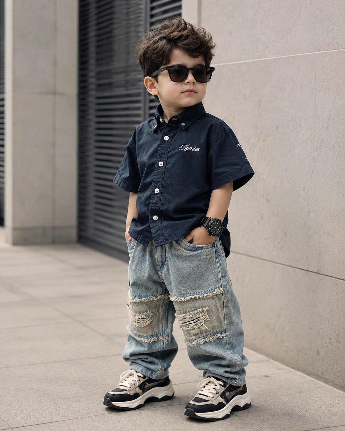 SHDCB01-003 Boy's Half Sleeve Oversized Shirt