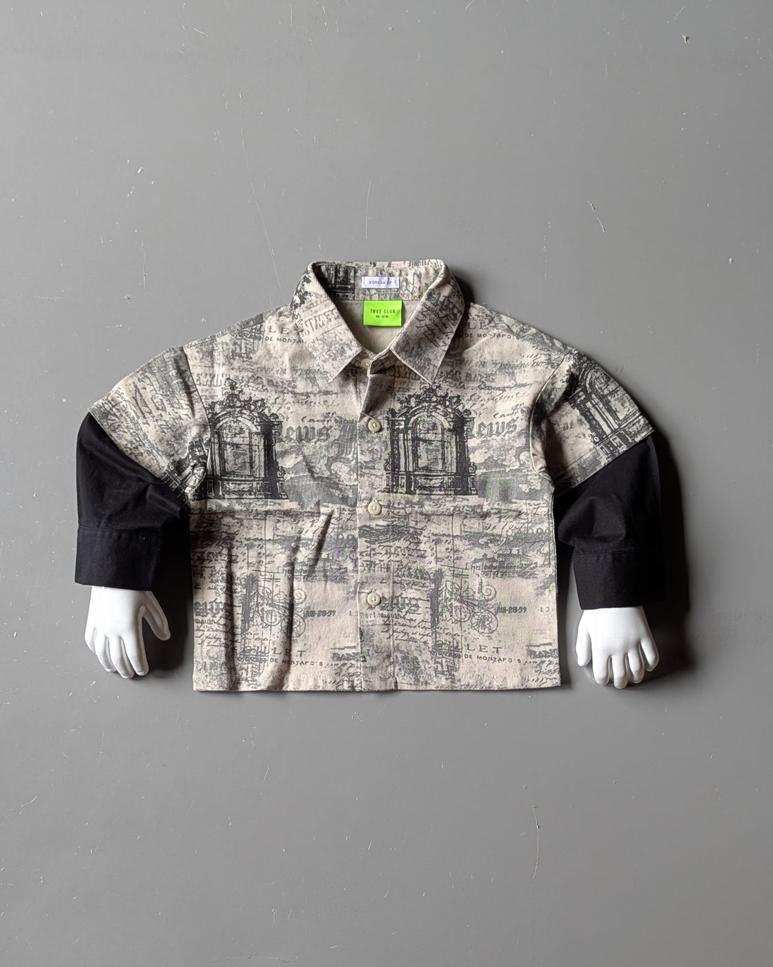 Full Length Layered Sleeve All Over Printed Oversized Shirt