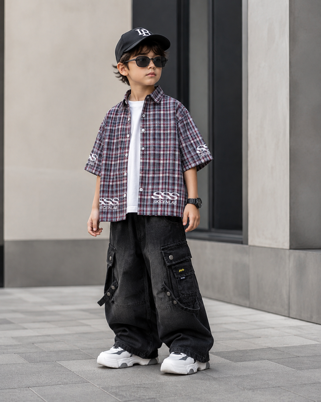 SHGME03-02 Boys Half Sleeve Oversized Boxy Fit Shirt