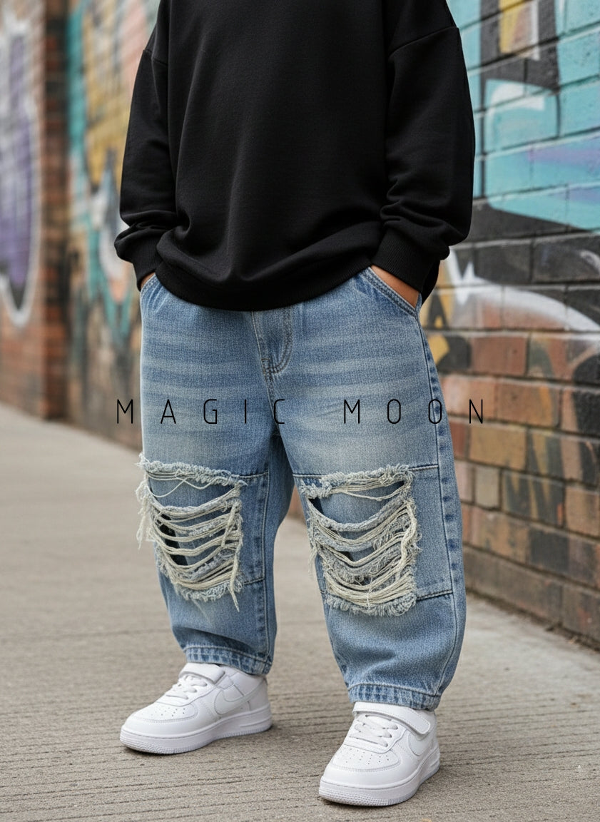 Unisex Distressed Baggy Jeans