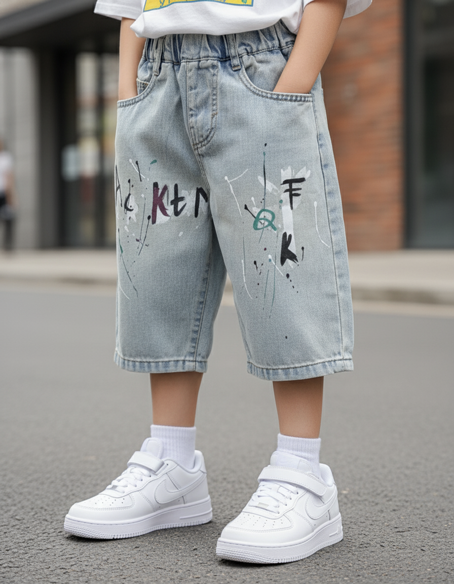 Unisex Knee Length Denim Shorts