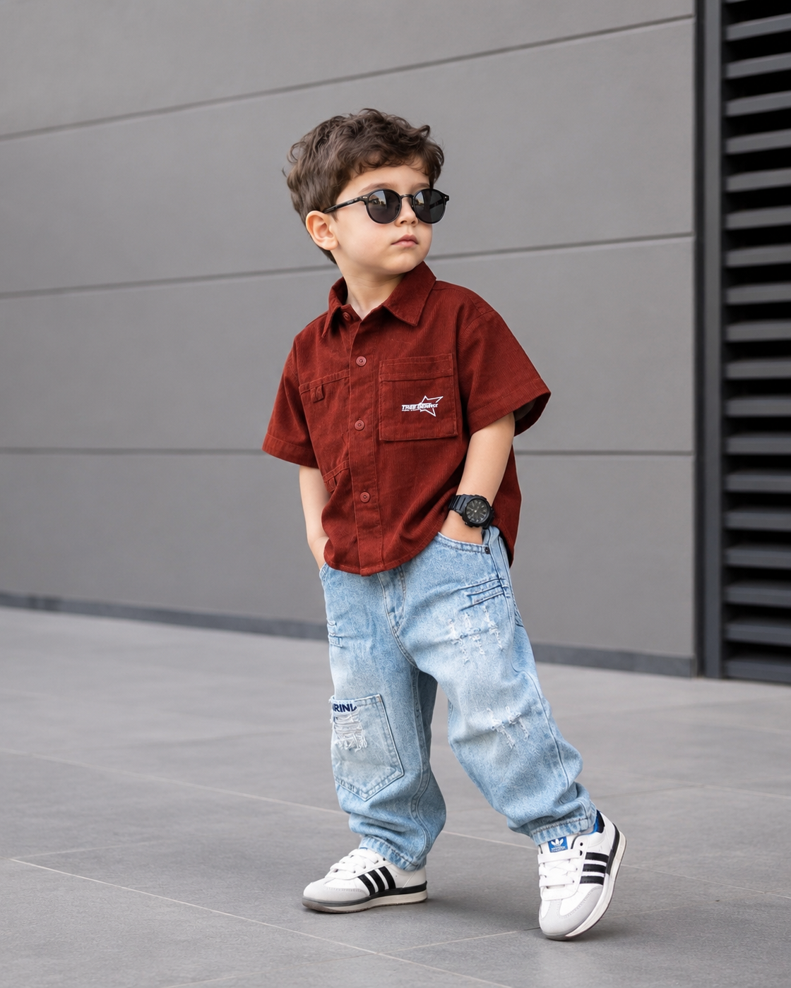 SHTCD01-001 Boy's Half Sleeve Oversized Shirt