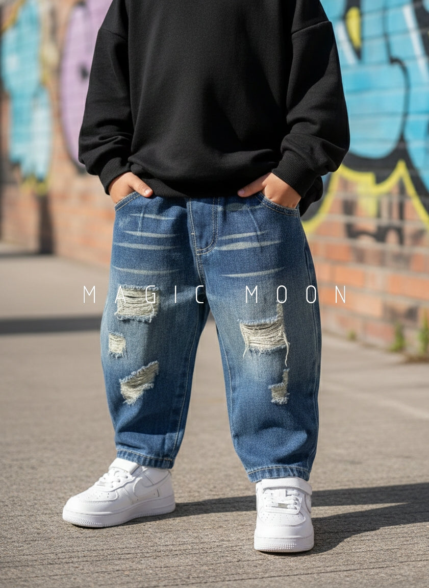 Unisex Distressed Baggy Jeans