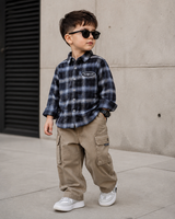 SHGMU03-02 Boys Full Sleeve Oversized Check Shirt