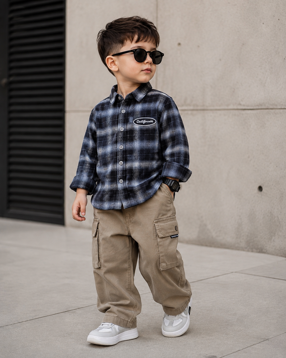 SHGMU03-02 Boys Full Sleeve Oversized Check Shirt