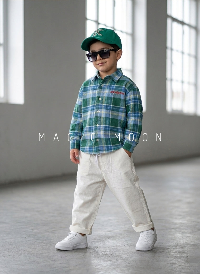 SHFS07 Boy's Full Sleeve Oversized Check Shirt
