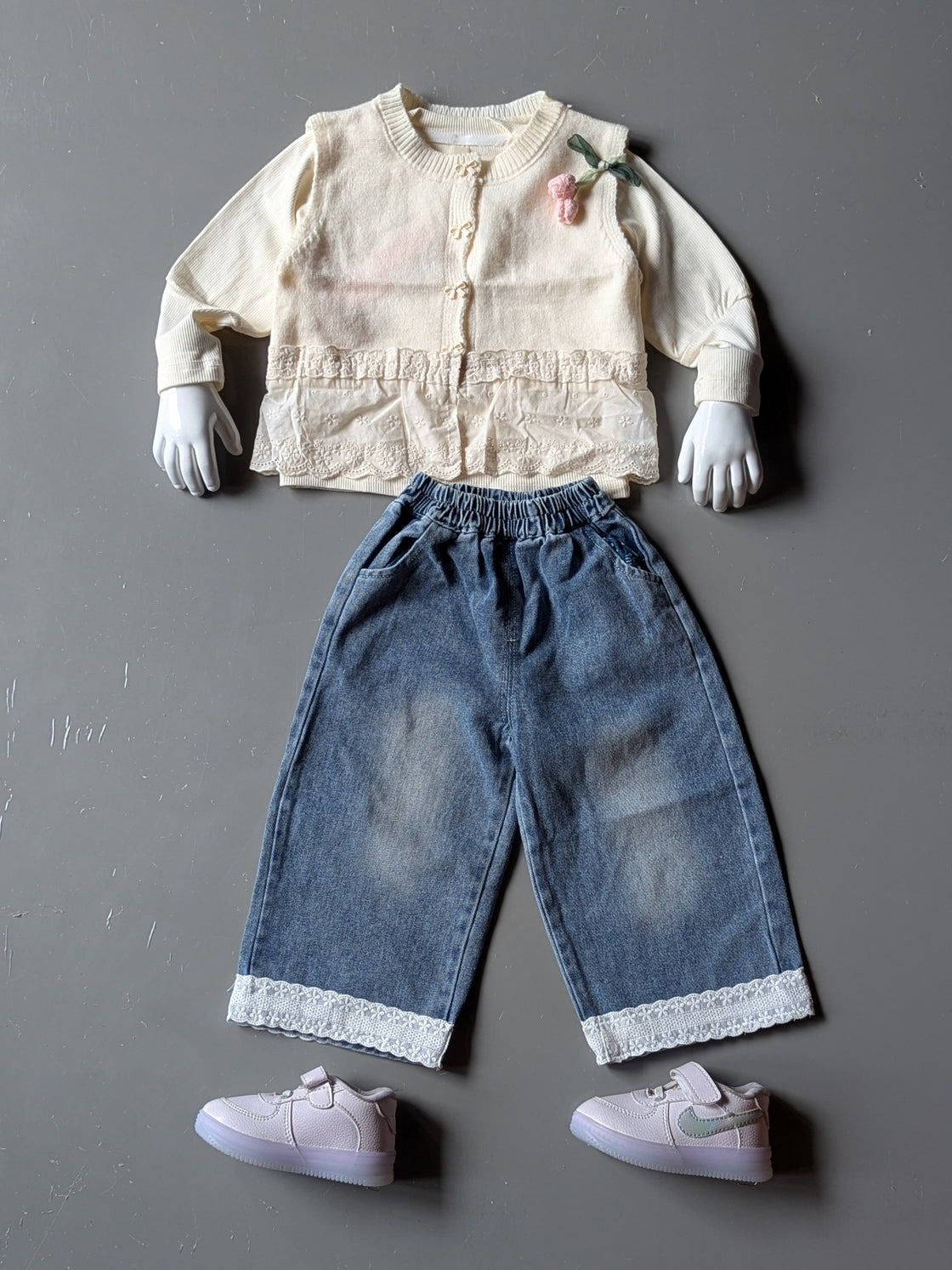 Full Sleeve Inner T Shirt,Vest and Wide Leg Pant Set