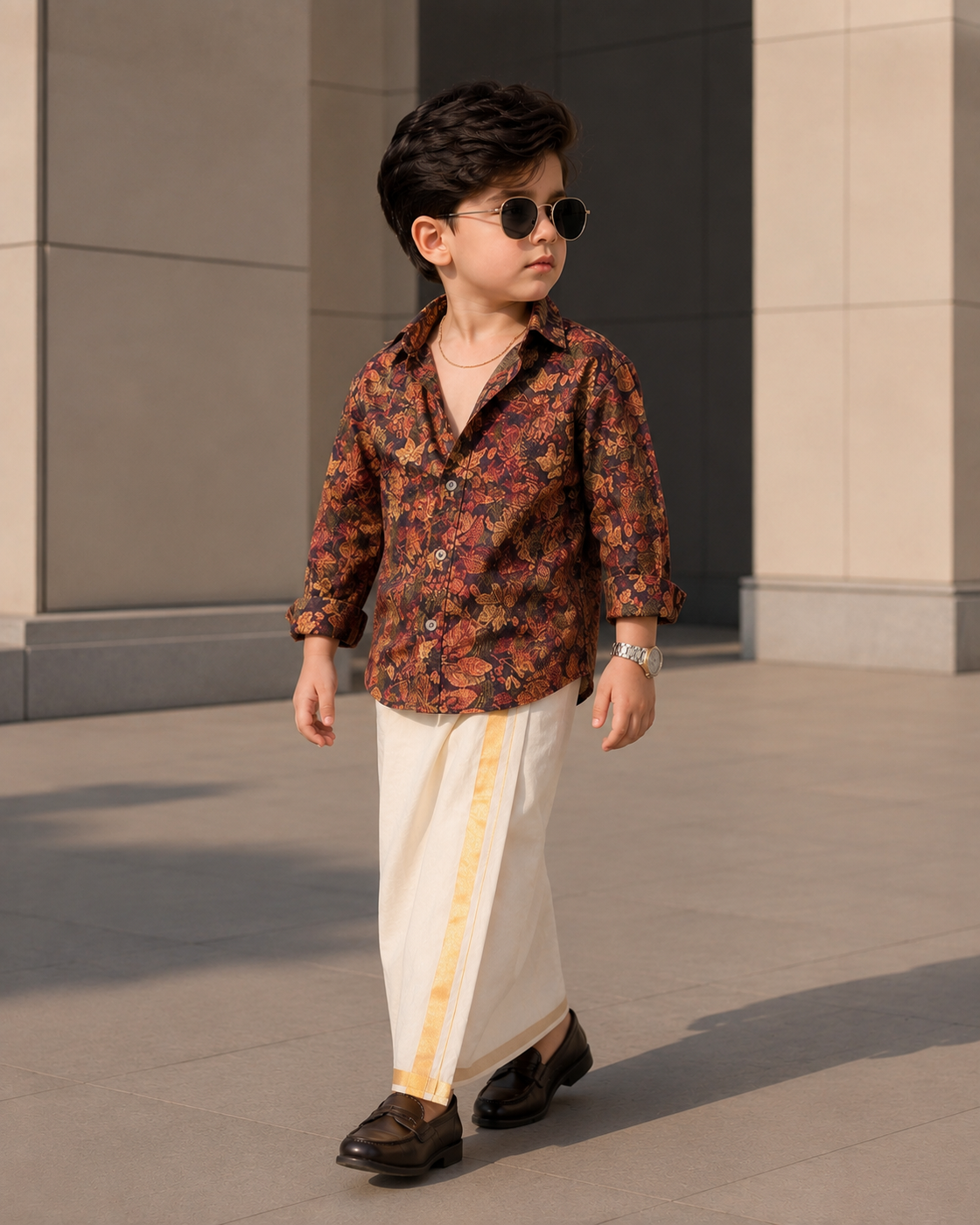 SHFS25 Boys Full Sleeve Oversized Floral Print Shirt