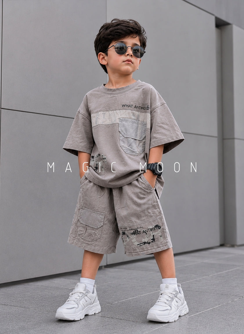 ST105 Unisex Half Sleeve Oversized T Shirt and Shorts Set