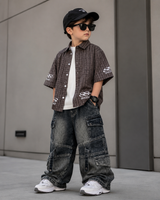 SHGME04-03 Boys Half Sleeve Oversized Boxy Fit Shirt