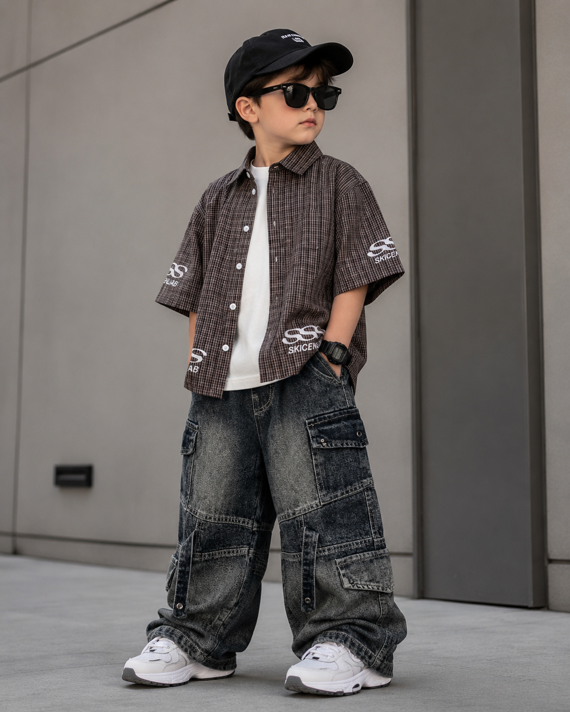SHGME04-03 Boys Half Sleeve Oversized Boxy Fit Shirt