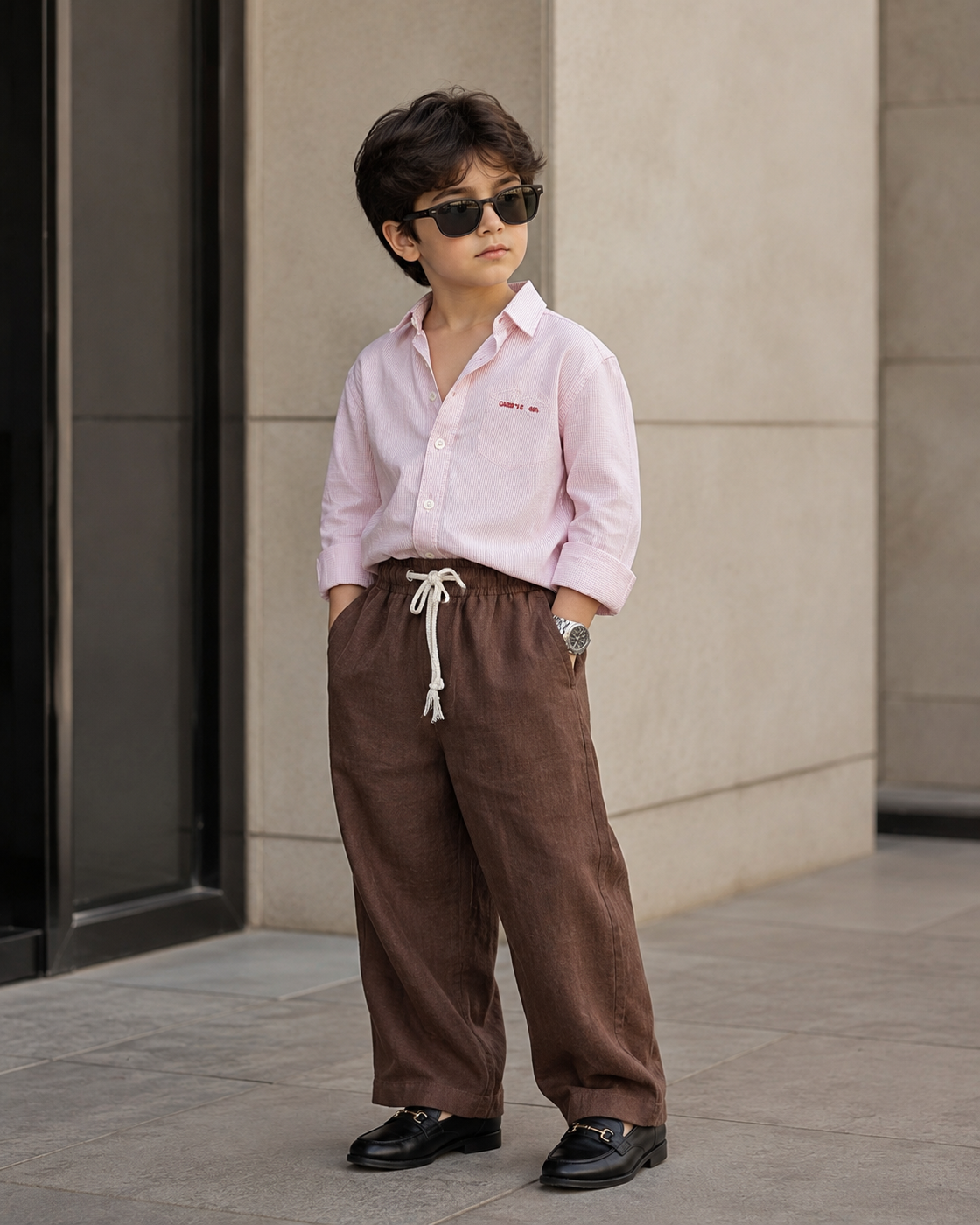 SHGME01-002 Boy's Full Sleeve Oversized Striped Shirt (Big)