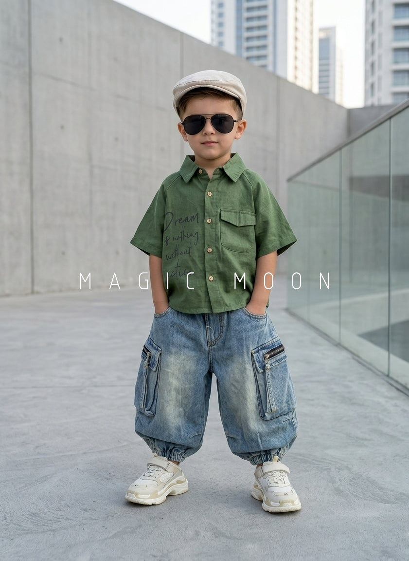 SHHS02 Boy's Half Sleeve Oversized Shirt