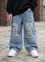 JN1001 Unisex Distressed Baggy Jeans
