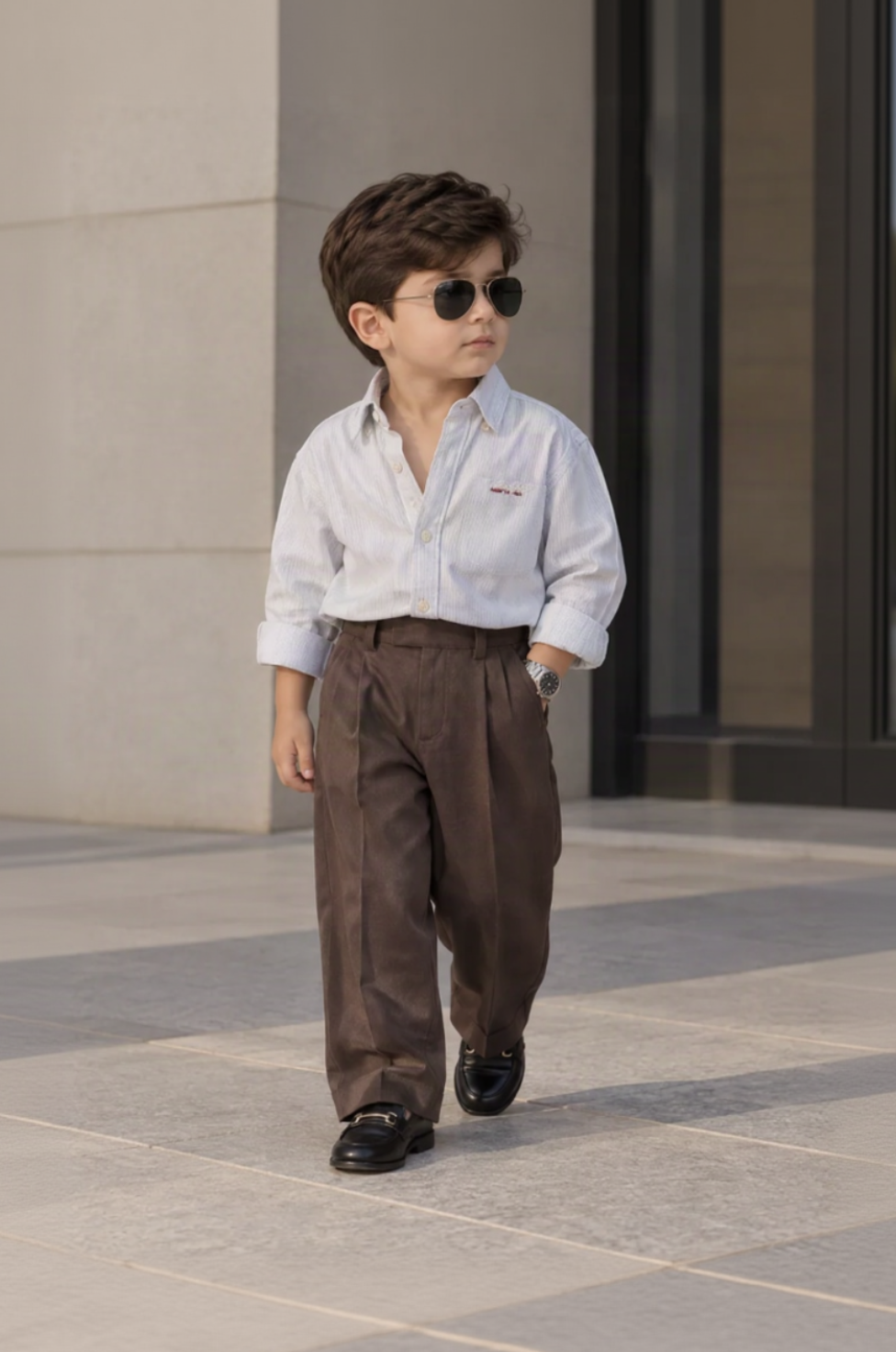 SHGMH04-03 Boys Full Sleeve Oversized Striped Shirt